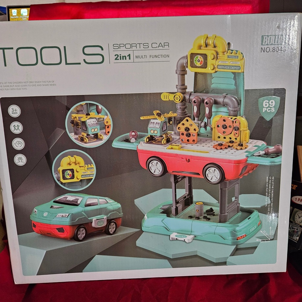 Tools Sports Car 2in1 Multi‎ Function Playset 69 Pcs Pretend Play Tool Bench